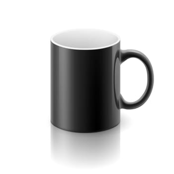 Black glossy  mug on the white background.