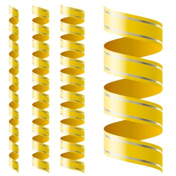 Vertical yellow ribbon of different sizes on a white background