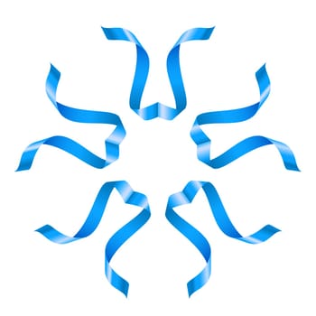 Beautiful blue flower of swirled ribbons on white background