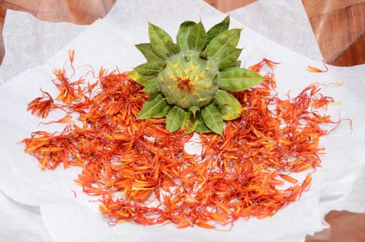 Saffron Flower Spice On a Black Background