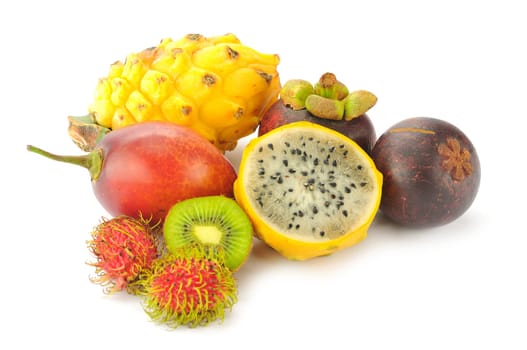 tropical fruits isolated on a white background