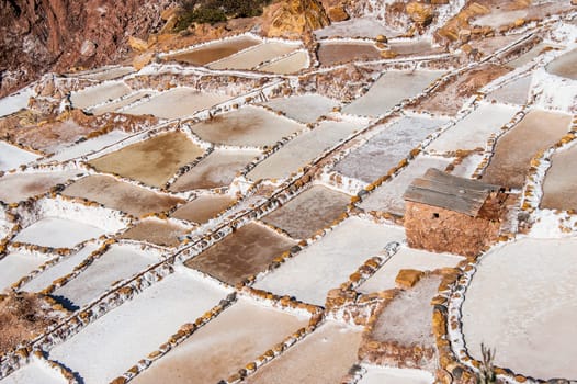 Salinas de Maras, the traditional inca salt field in Maras near Cuzco in Sacred Valley, Peru
