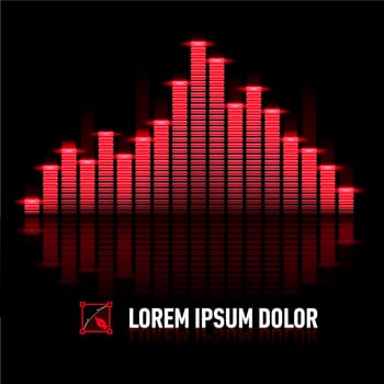 Red digital equalizer with reflection over black background
