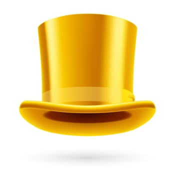 Yellow top hat on the white background.