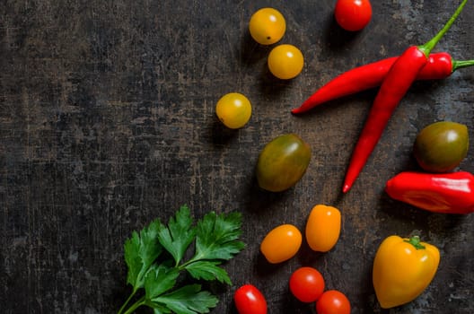 Top view on colorful fresh vegetables