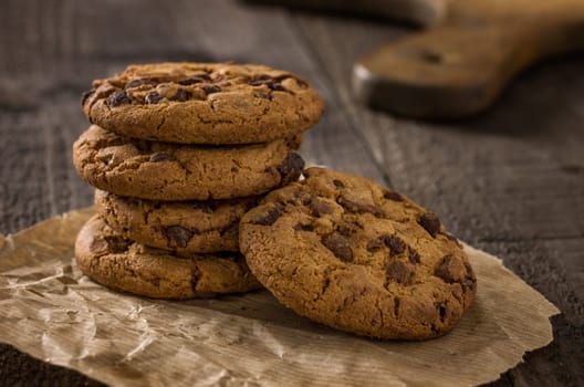 Close-up of several chocolate cookies