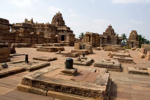 View of temples and temple beds at Pattadakal, District Bagalkot,  Karnataka, India, Asia