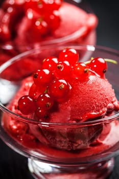 Summer sorbet decorated with fruits