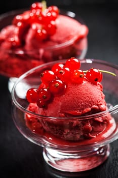 Summer sorbet decorated with fruits