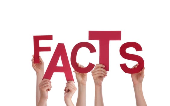 Many Hands Holding the Word Facts, Isolated