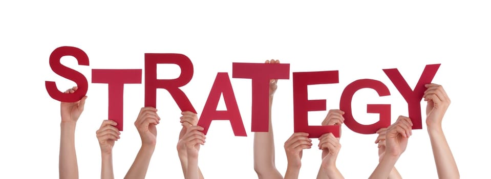 Many Hands Holding the Red Word Strategy, Isolated