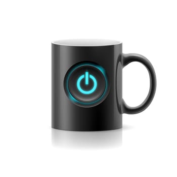 Black cup with picture switch on  white background