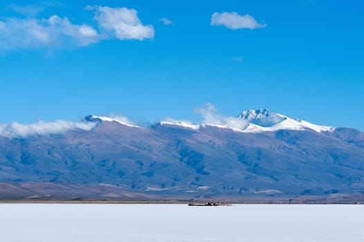 Salinas Grandes on Argentina Andes is a salt desert in the Jujuy Province. It is of industrial importance for its sodium and potassium mines. Salar de Uyuni is also located in the same region