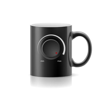 Black cup with picture controller on  white background