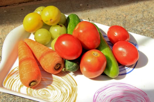 Tray containing colorful, healthy and nutritious vegetables
