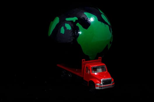 Truck With Earth Globe Delivery Transportation Concept