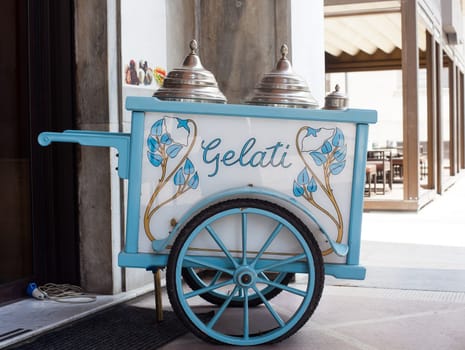 View of vintage ice cream cart on the street