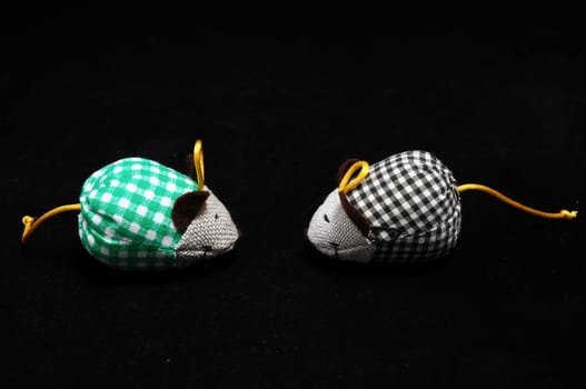 Toy Mouse Made of Cotton Cloth on a Black Background