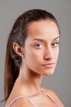 portrait of a serious young nice woman