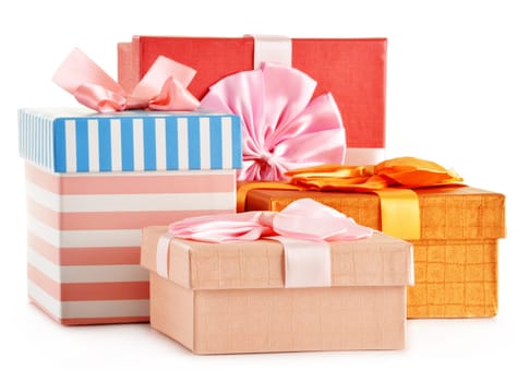 Gift boxes isolated on white background.