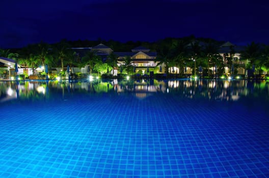 Swimming pool in night illumination