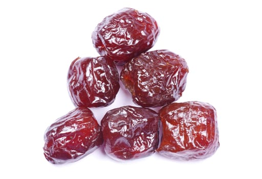 dryed dates on white background