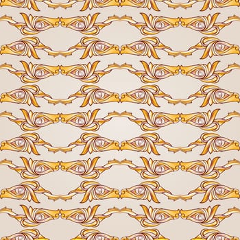 Parallel symmetrical beige patterns. Horizontal ines. Light background.