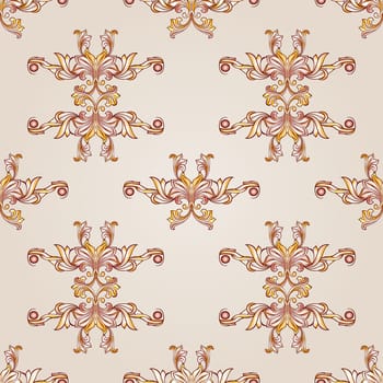 Curve symmetrical beige patterns on the light background.