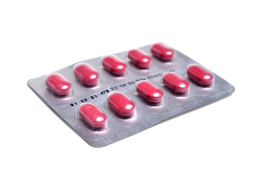 One packs of pills isolated on white background
