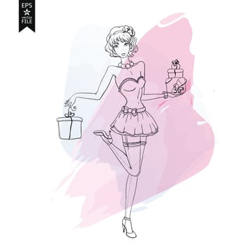 fashion illustration girls vector  illustration model cute