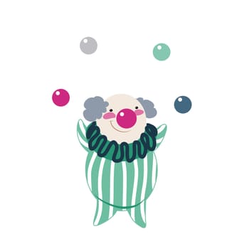 Funny clown on a white background, vector illustration