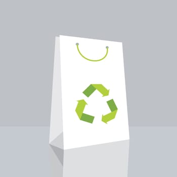 shopping bag with recycle symbol on white