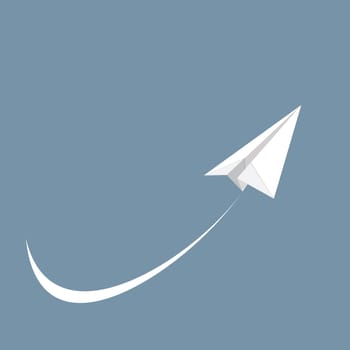 Vector illustration of white paper airplane, icon