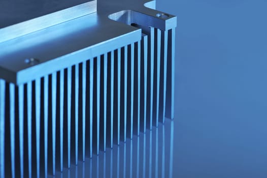 Abstract detailed view of a CNC-milled aluminum heat sink