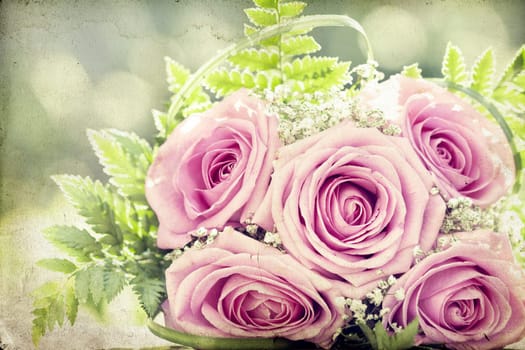 Vintage photo of pink wedding bouquet