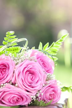 Vintage photo of pink wedding bouquet