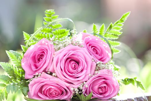 Vintage photo of pink wedding bouquet