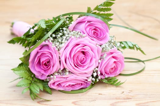 Vintage photo of pink wedding bouquet