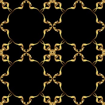 Square gold floral pattern on black background