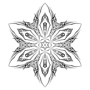 Sketch of tattoo as shuriken with six tips  on white background