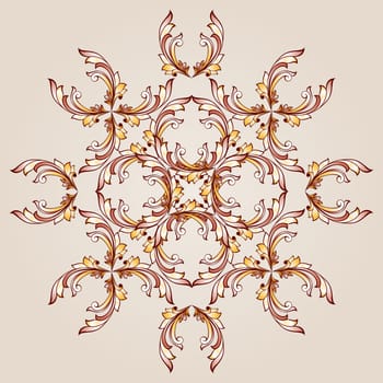 Flower pattern  of brown henna on beige background