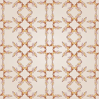 Seamless vertical pattern of brown henna on beige background