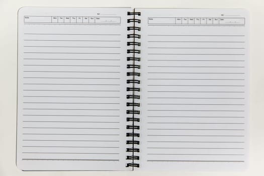 Blank white notebook paper isolate on white background texture