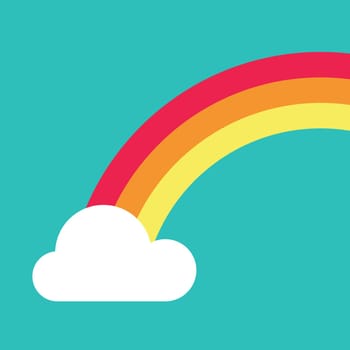 vector symbol of rainbow and clouds in the sky
