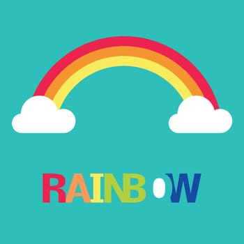 vector symbol of rainbow and clouds in the sky