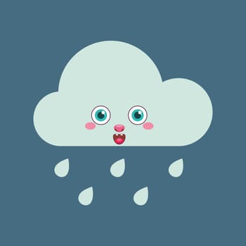Blue Rain Cloud Vector Illustration , icon , storm