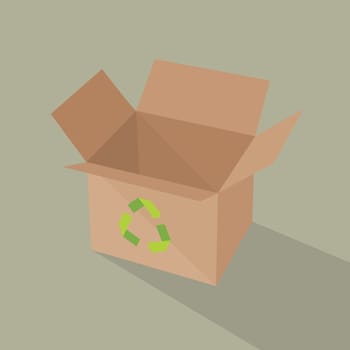 Recycle brown box packaging. vector illustration, pack
