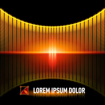 Shiny background with yellow digital music equalizer