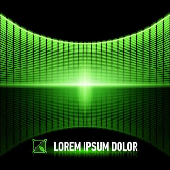 Shiny background with green digital music equalizer