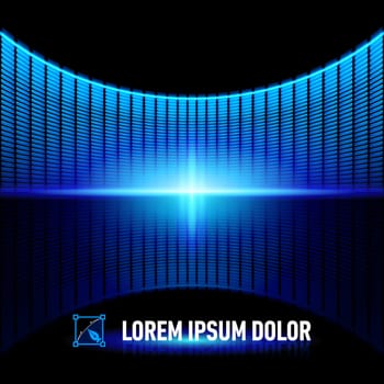 Shiny background with blue digital music equalizer